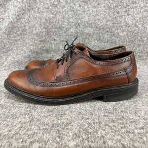 ✅Mens 11 VTG Leverenz Cognac Oxford Cushion-Flex Longwing Brogue Shoes Sheboygan